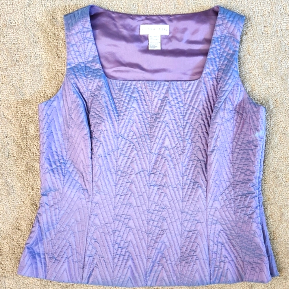 Y2K Vtg Doncaster 100% Silk Square Neck Quilted Corset Fairy Whimsy Ethereal Lrg